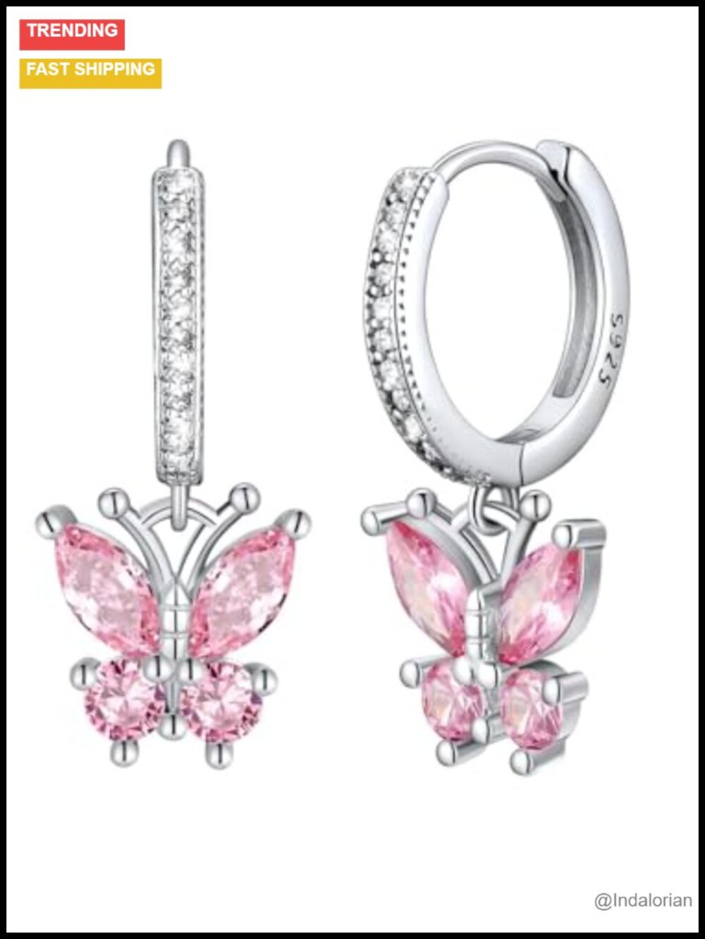 925 Sterling Silver Butterfly Dangle Earrings Hypoallergenic Birthstone Jewelry